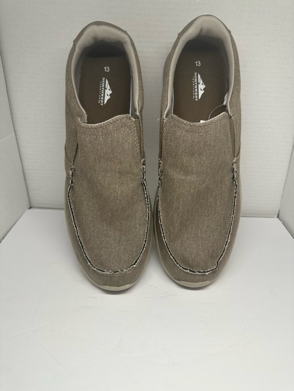 Northwest Territory Men's Slip-On Canvas Loafers - Taupe Brown Size 13